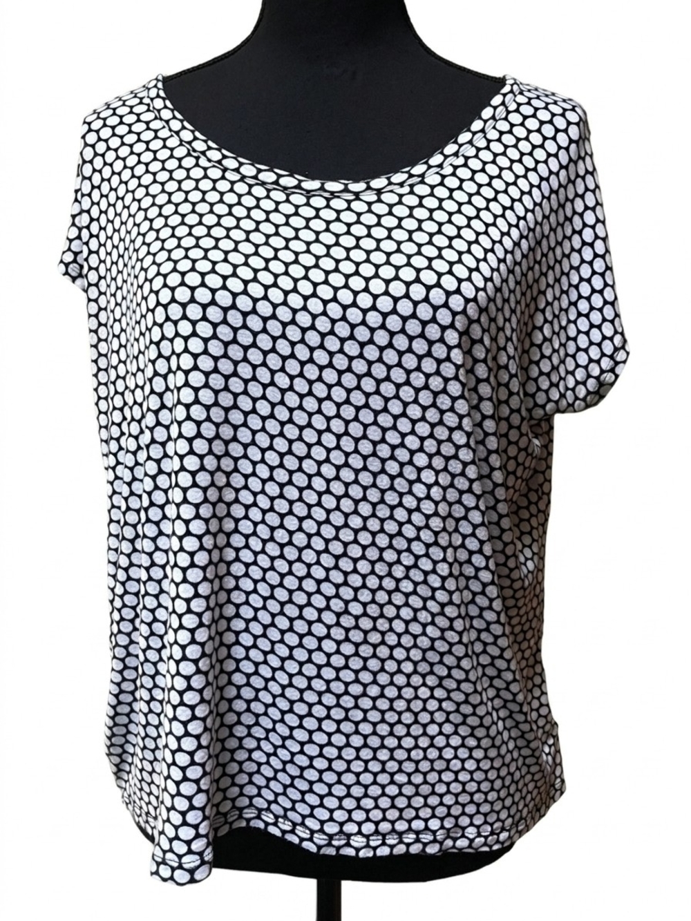 Michael Kors Polka Dot Black and White Cap Sleeve Tee Size 2X